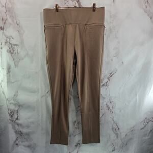 Betabrand Pants Womens Tan Crop Power Down Skinny High Rise Short Reg